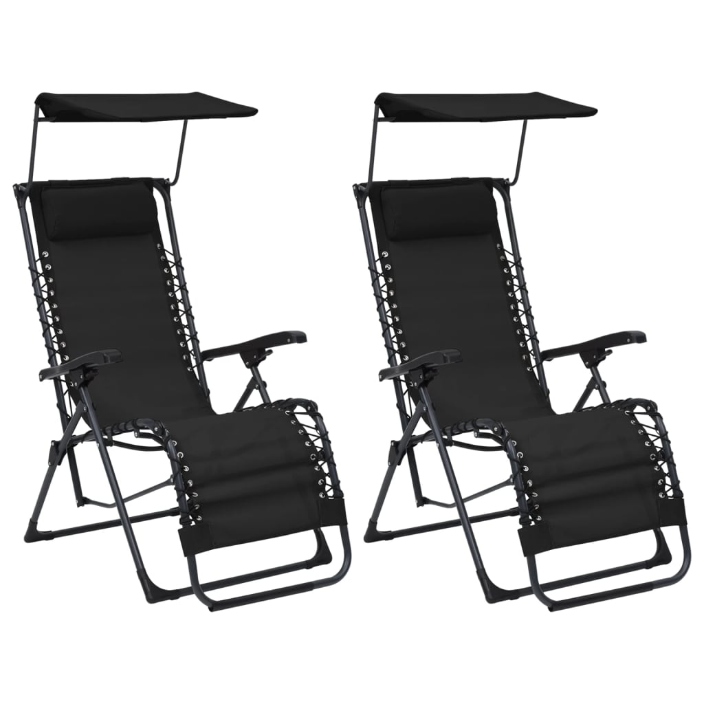 Folding patio chairs 2 pcs textilene black
