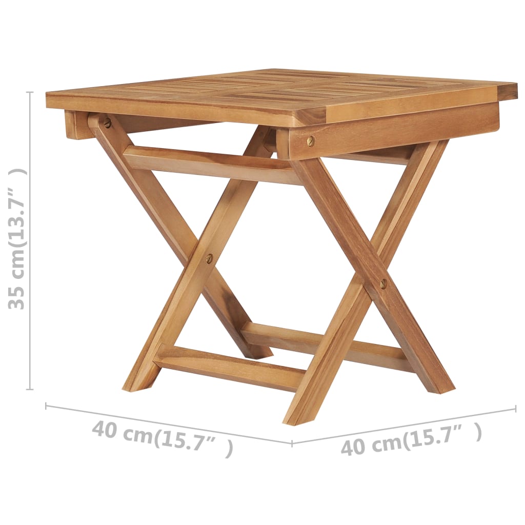 Folding sun lounger with table made of solid teak wood