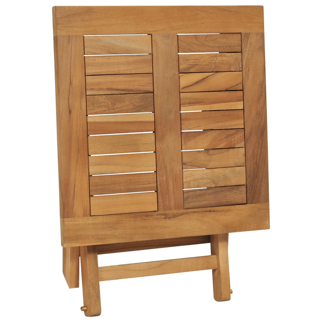 Folding sun lounger with table made of solid teak wood