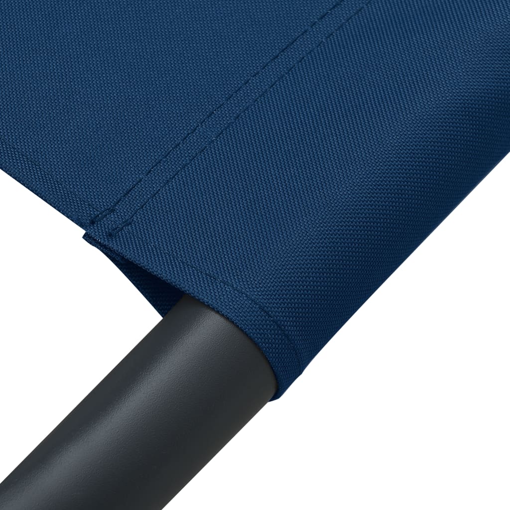 Sun lounger with canopy and blue cushion