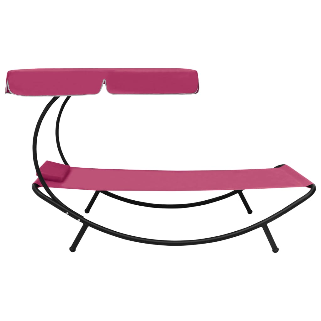 Espreguiçadeira com toldo e almofada rosa