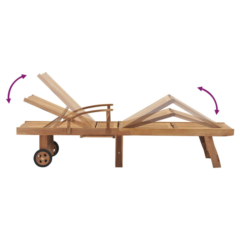 Solid teak wood sun lounger