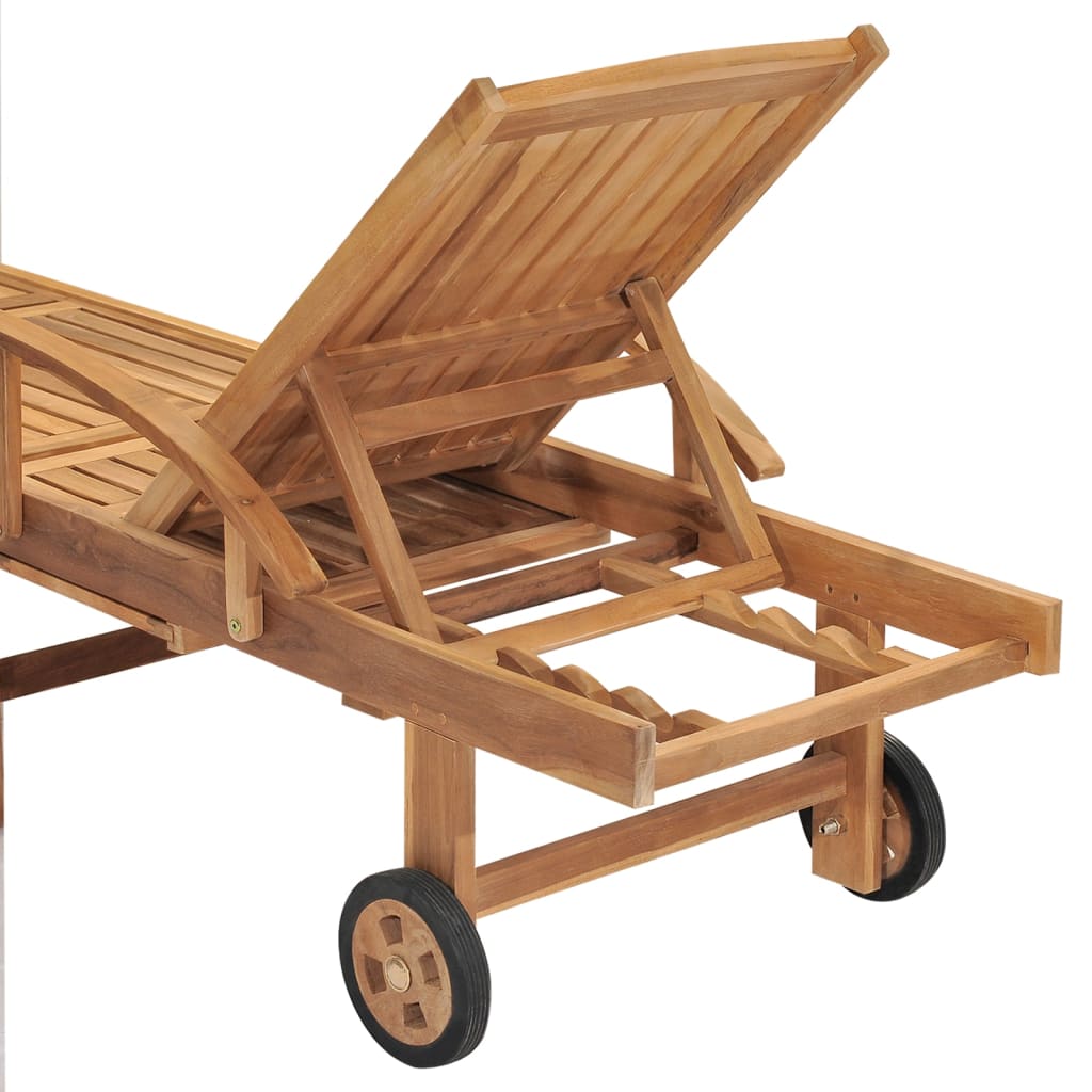 Solid teak wood sun lounger