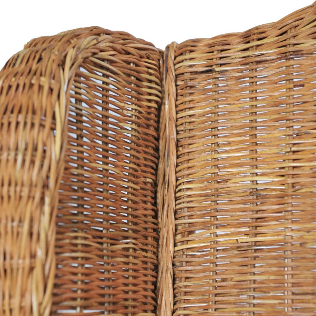 Sofá com almofadão vime natural e linho castanho-claro