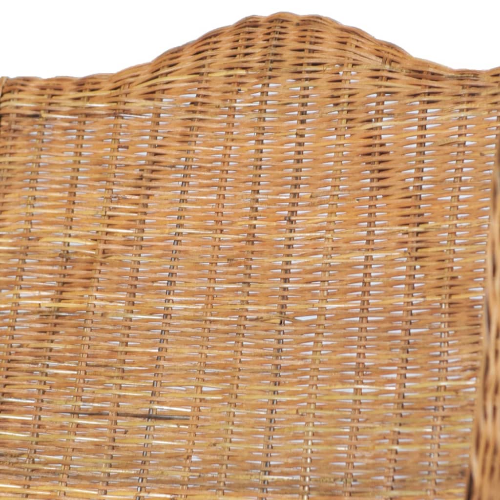 Sofá com almofadão vime natural e linho castanho-claro