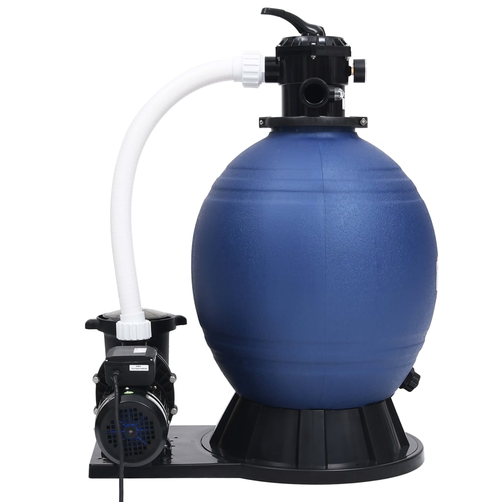Filtro de areia válvula 7 posições e bomba 1000 W azul e preto