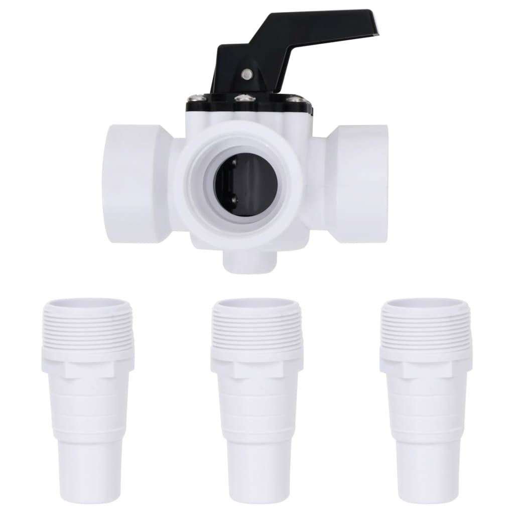 3-Way Ball Valve for Swimming Pool White and Black