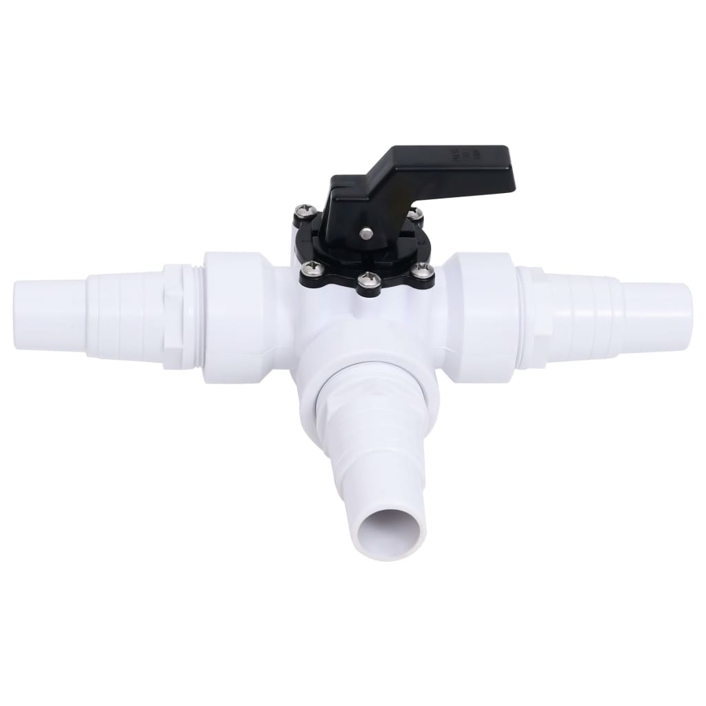 3-Way Ball Valve for Swimming Pool White and Black