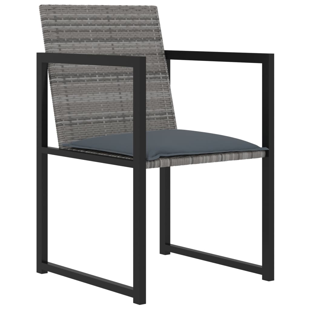 7 pcs conjunto jantar exterior com almofadões vime PE cinzento