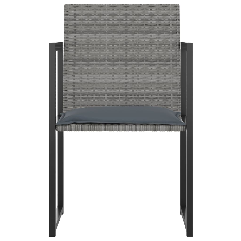 7 pcs conjunto jantar exterior com almofadões vime PE cinzento