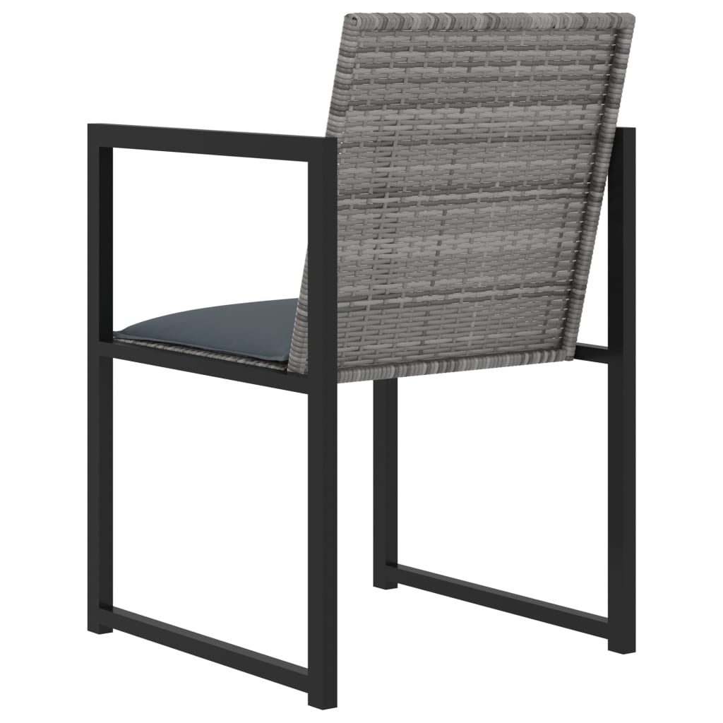 7 pcs conjunto jantar exterior com almofadões vime PE cinzento
