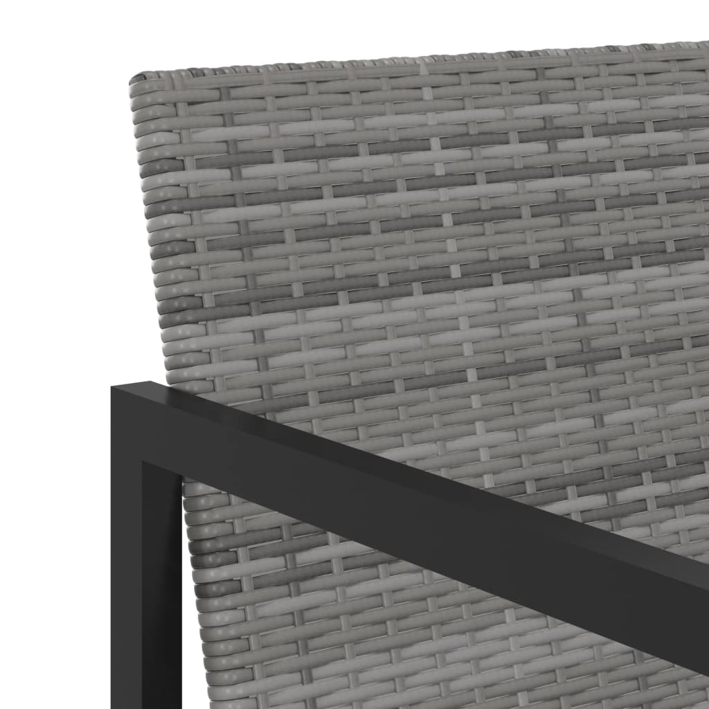7 pcs conjunto jantar exterior com almofadões vime PE cinzento