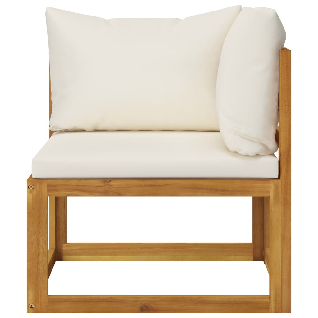 10 pcs conjunto lounge jardim c/ almofadões acácia maciça creme