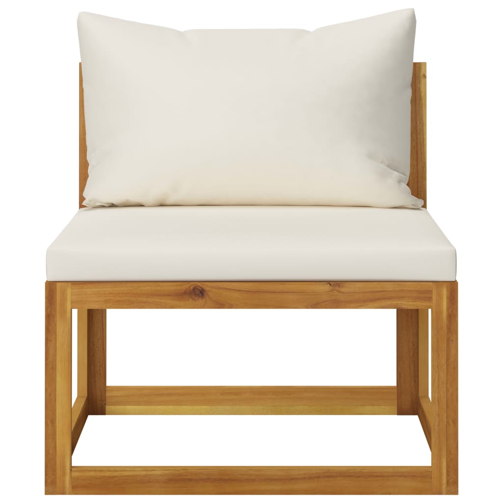 10 pcs conjunto lounge jardim c/ almofadões acácia maciça creme