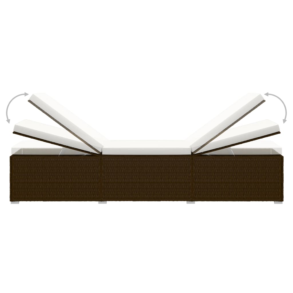 3 pcs garden sun loungers with coffee table in brown poly rattan