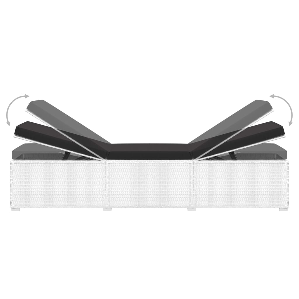 3 pcs garden sun loungers with coffee table in white poly rattan