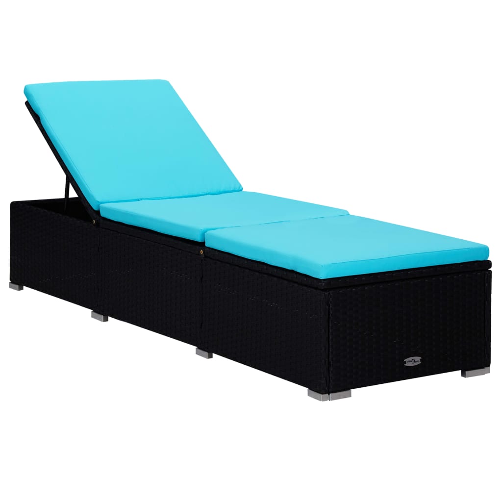 3 pcs garden sun loungers with coffee table poly rattan black