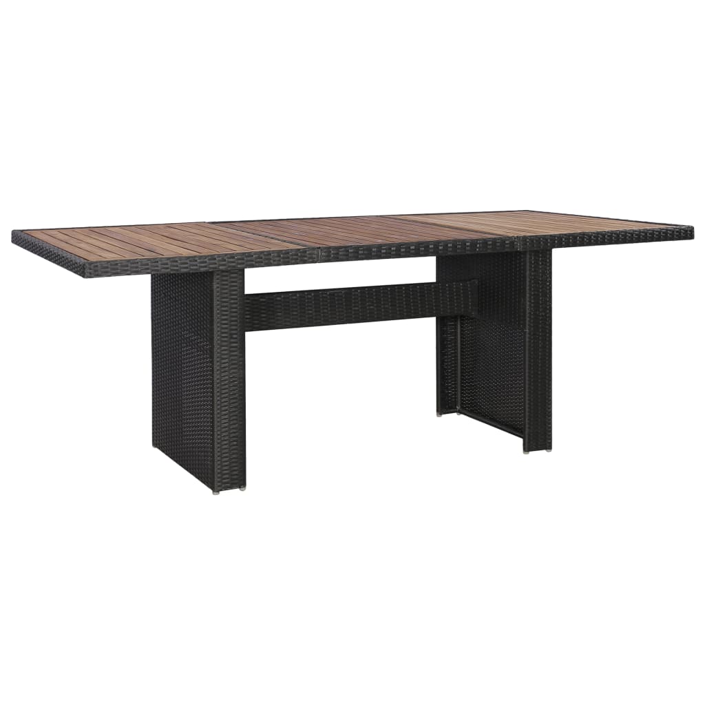 7 pcs conjunto jantar exterior com almofadões vime PE preto
