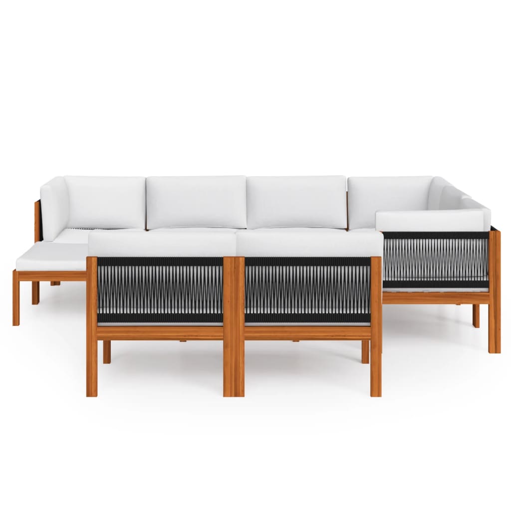 10 pcs conjunto lounge jardim c/ almofadões acácia maciça creme