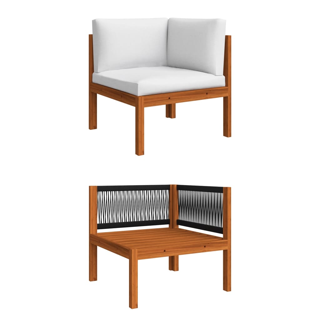 10 pcs conjunto lounge jardim c/ almofadões acácia maciça creme
