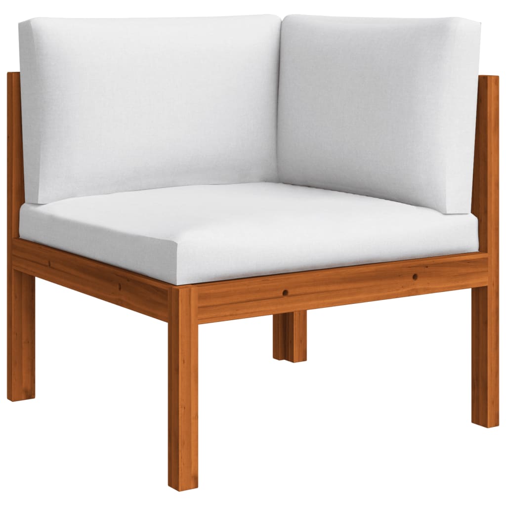 10 pcs conjunto lounge jardim c/ almofadões acácia maciça creme