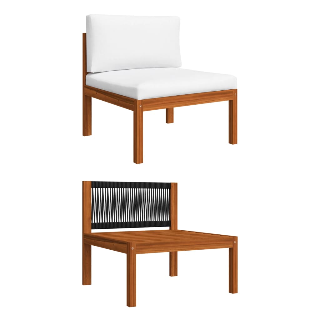 10 pcs conjunto lounge jardim c/ almofadões acácia maciça creme
