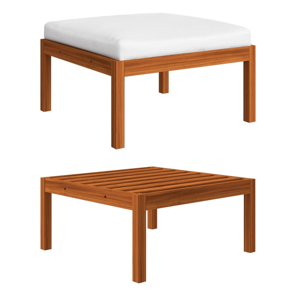 10 pcs conjunto lounge jardim c/ almofadões acácia maciça creme