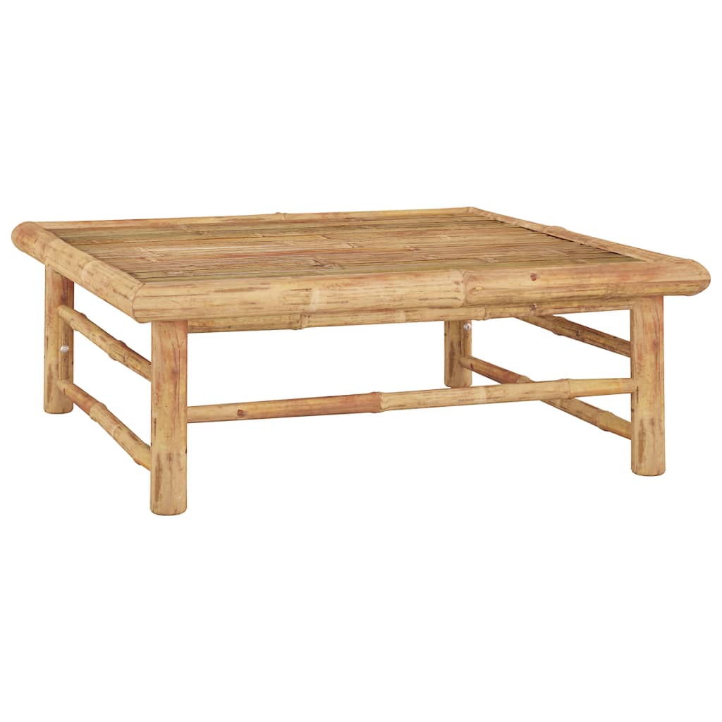 10 pcs conj. lounge jardim em bambu c/ almofadões branco nata