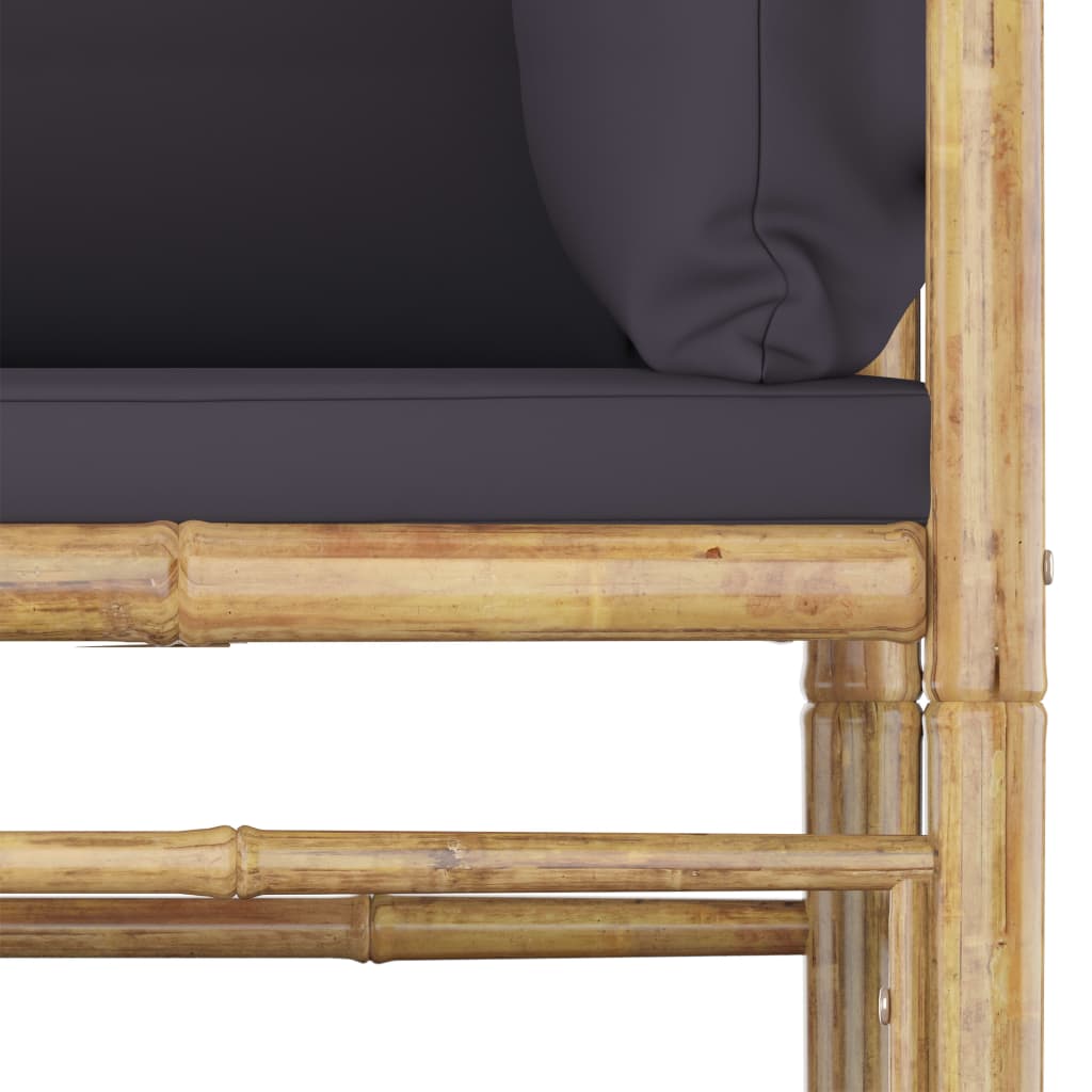 10 pcs conj. lounge jardim em bambu c/ almofadões cinza-escuro