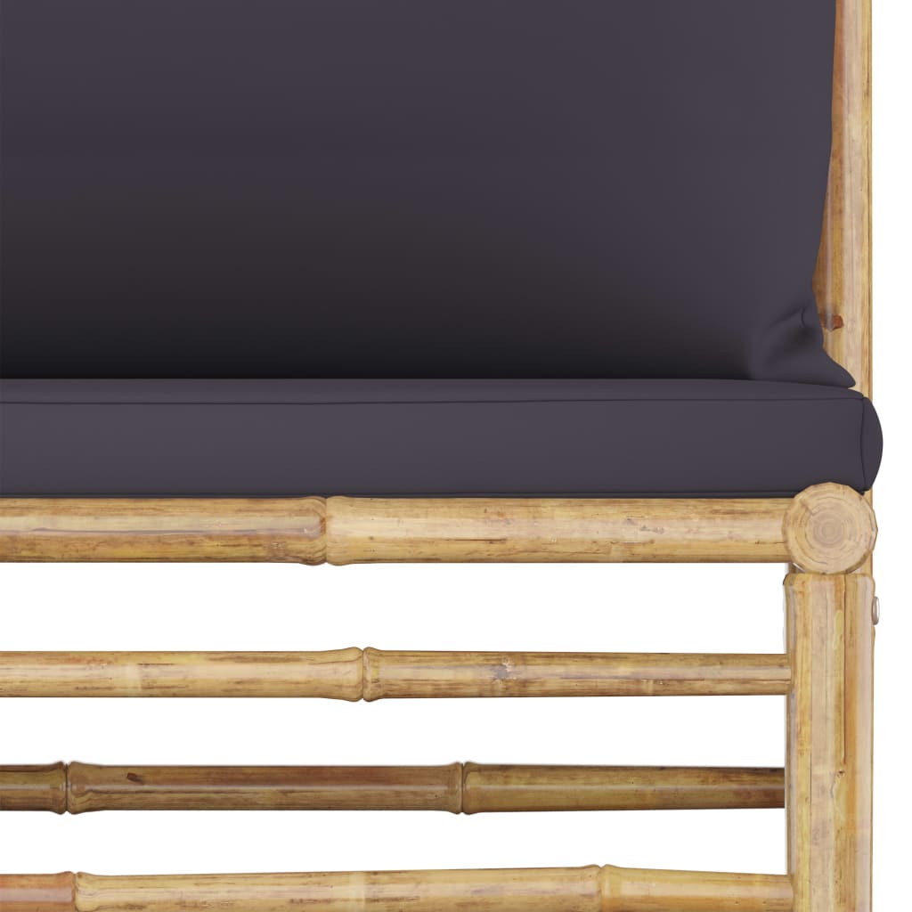 10 pcs conj. lounge jardim em bambu c/ almofadões cinza-escuro