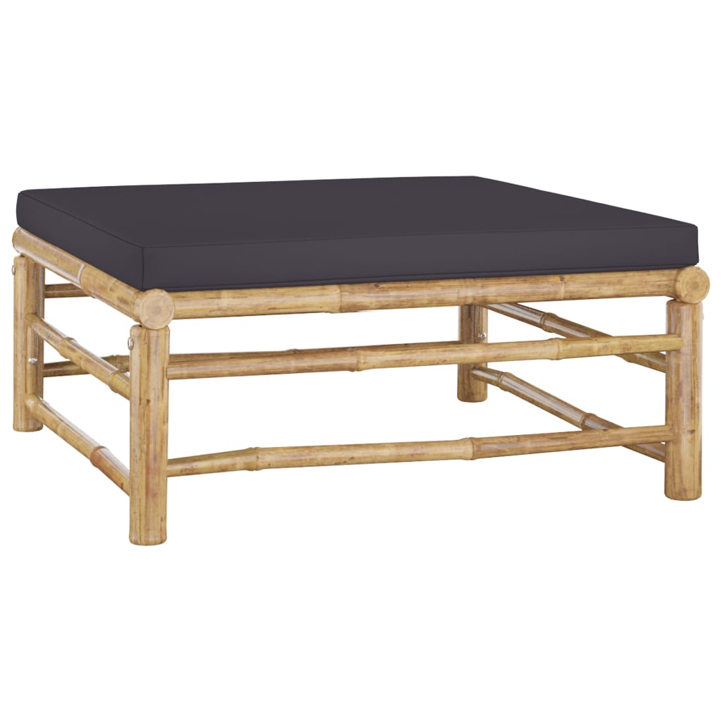 10 pcs conj. lounge jardim em bambu c/ almofadões cinza-escuro