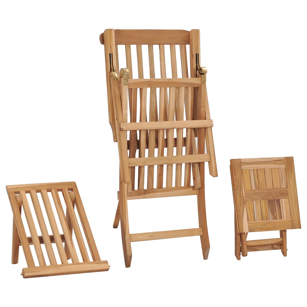 Garden chair with footrest and table in solid teak wood