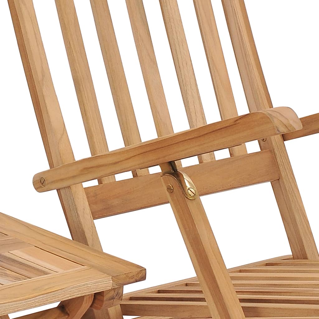 Garden chair with footrest and table in solid teak wood