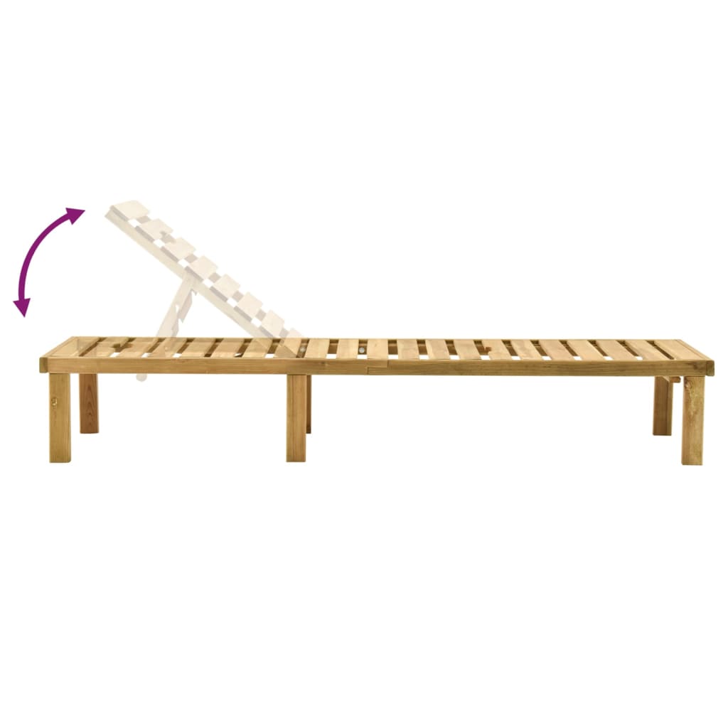 Garden sun lounger with table in impregnated pine wood