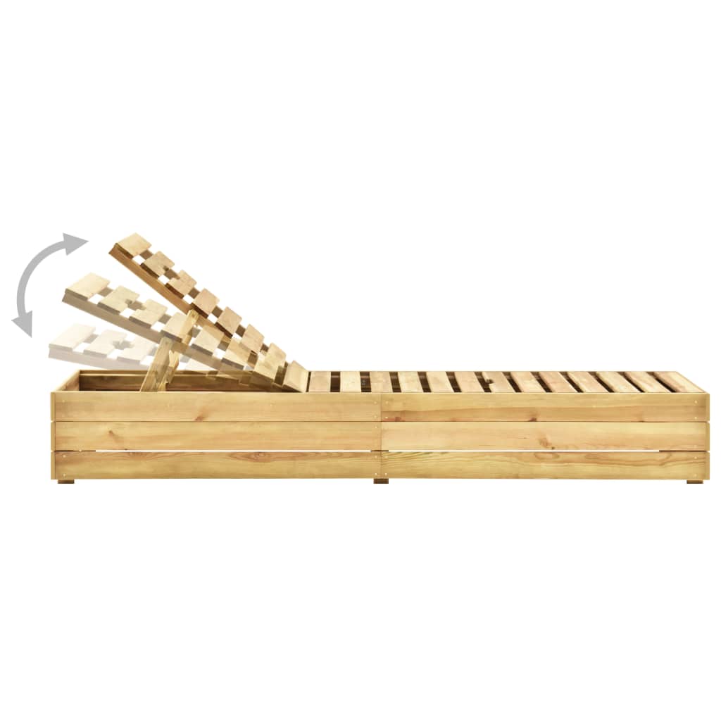 Espreguiçadeira com mesa madeira de pinho impregnada verde
