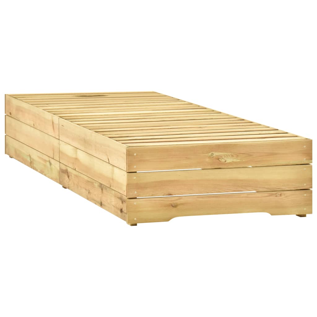 Espreguiçadeira com mesa madeira de pinho impregnada verde