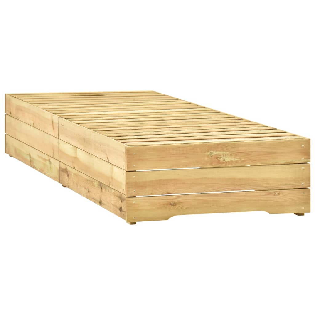 Sun lounger with table in green impregnated pine wood