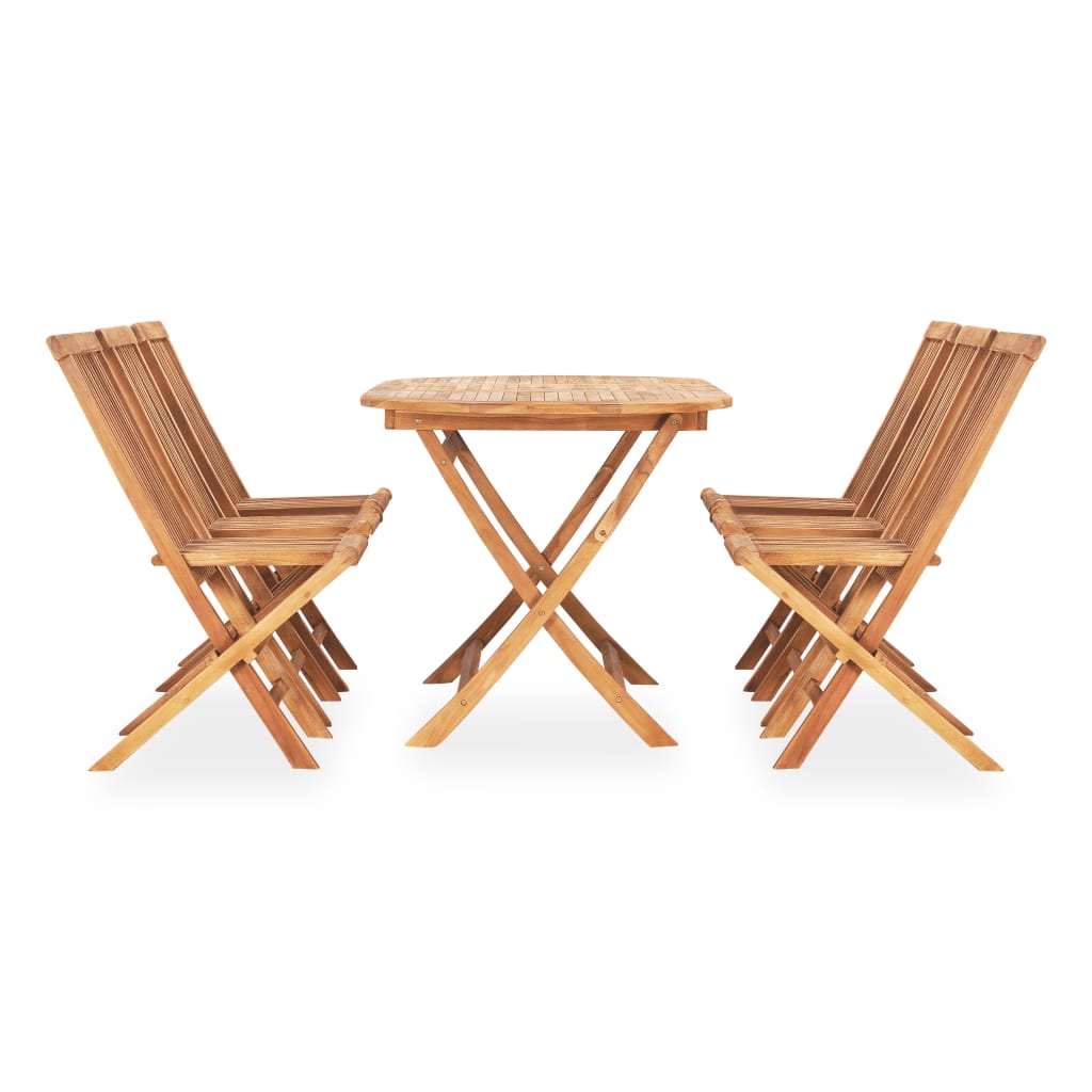 7 pcs conjunto jantar dobrável p/ exterior madeira teca maciça