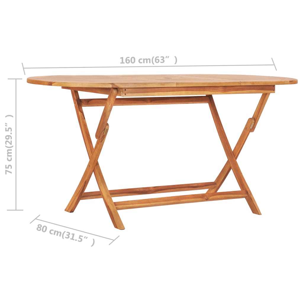 7 pcs conjunto jantar dobrável p/ exterior madeira teca maciça