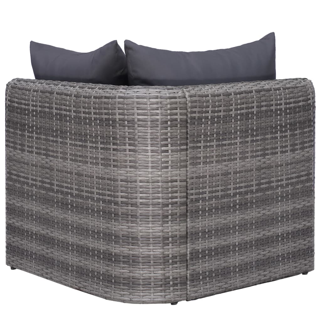 10 pcs conjunto lounge de jardim c/ almofadões vime PE cinzento