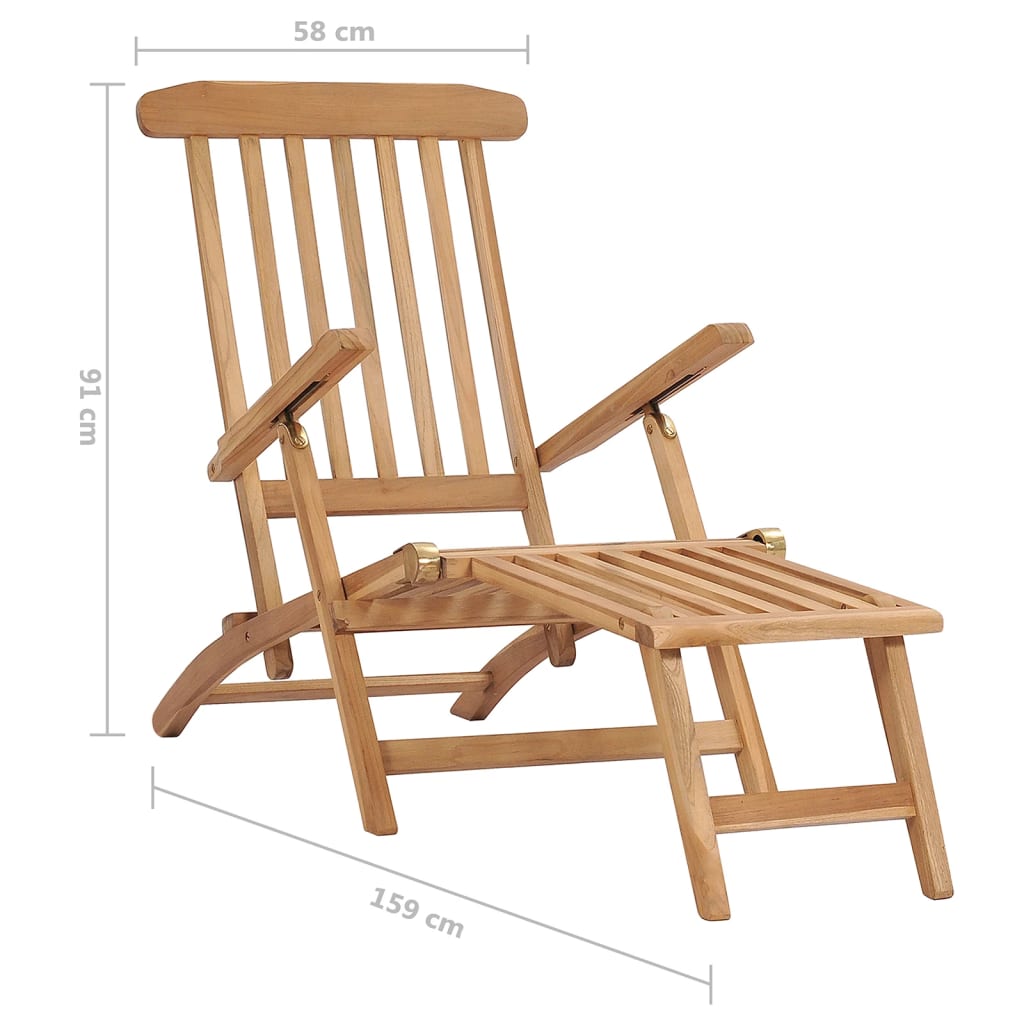 Garden chairs with footrests and solid teak table