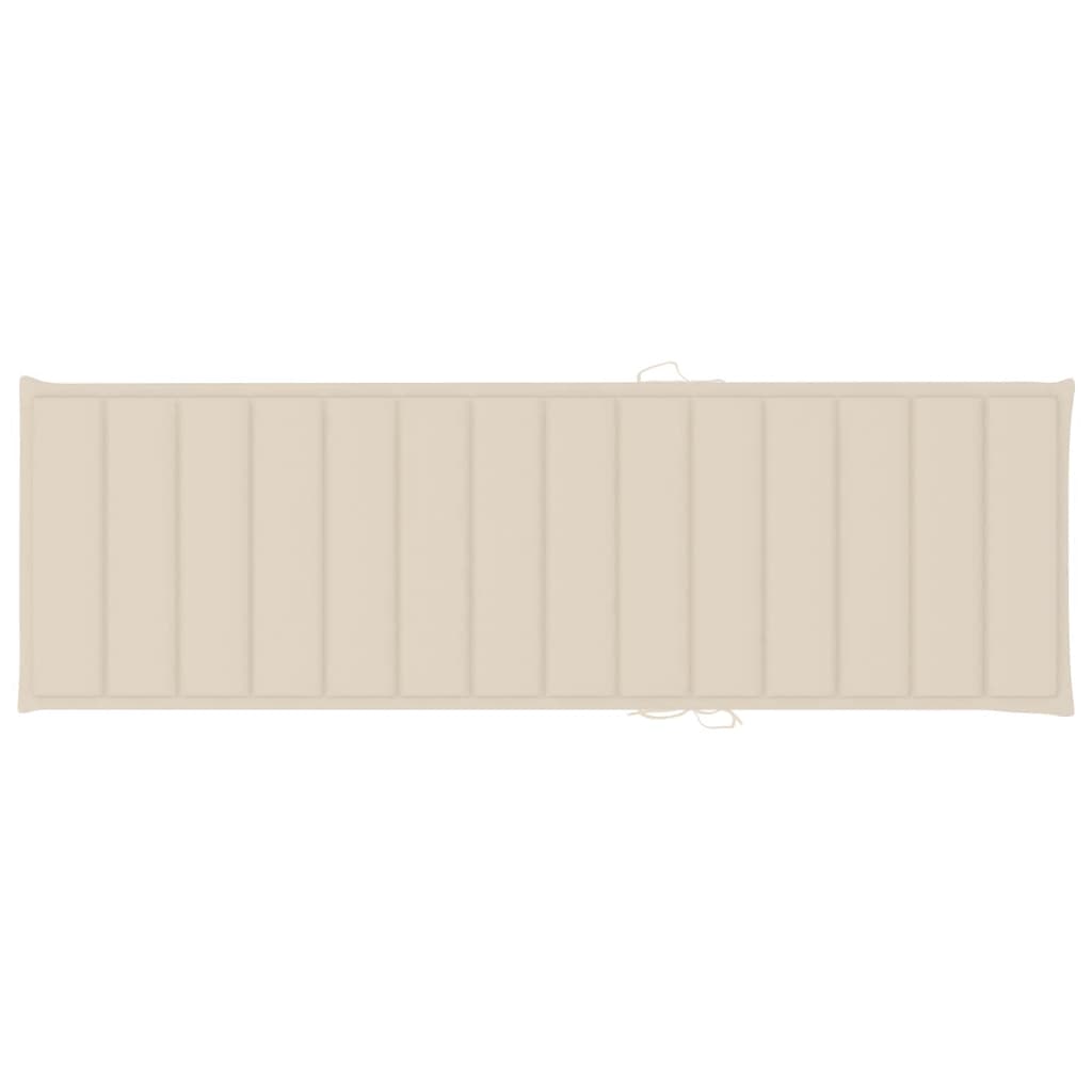 Garden sun lounger with cushion in solid acacia wood