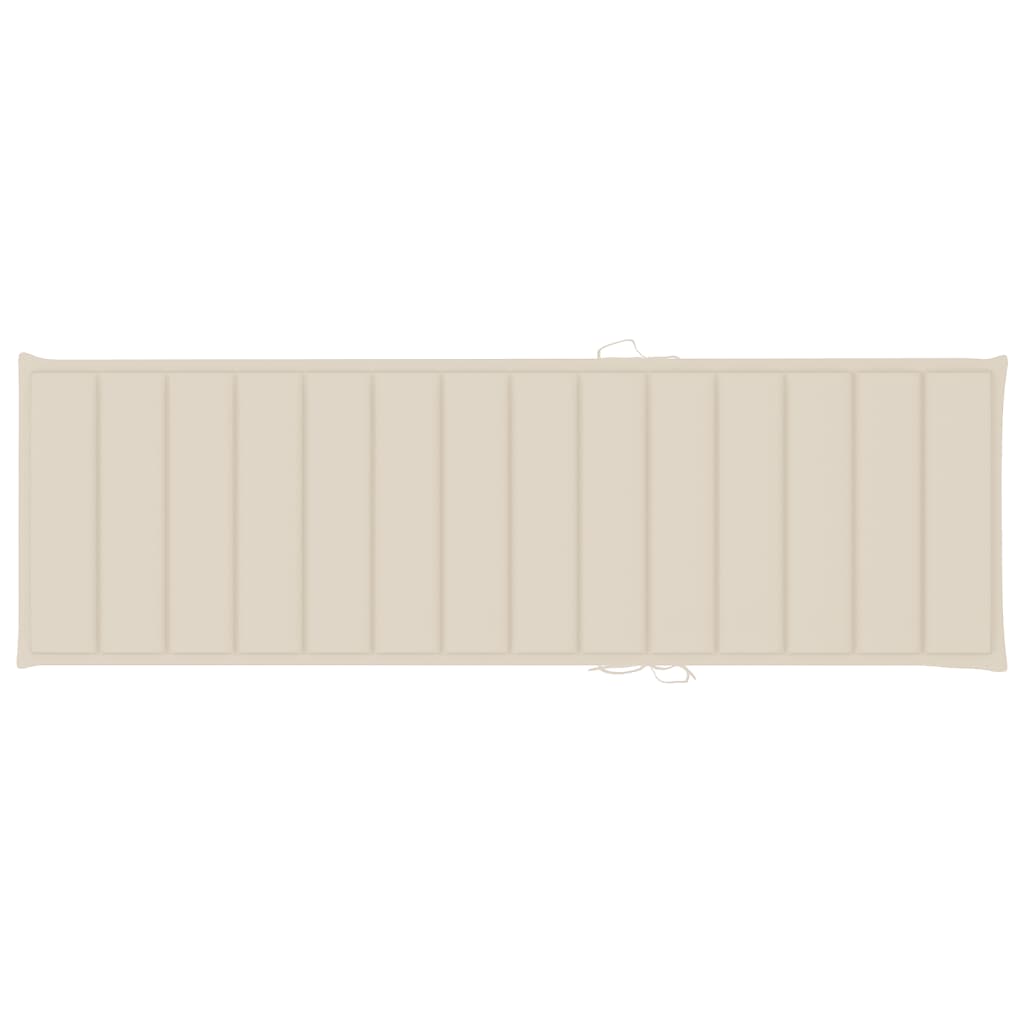 Garden sun lounger with cushion in solid acacia wood