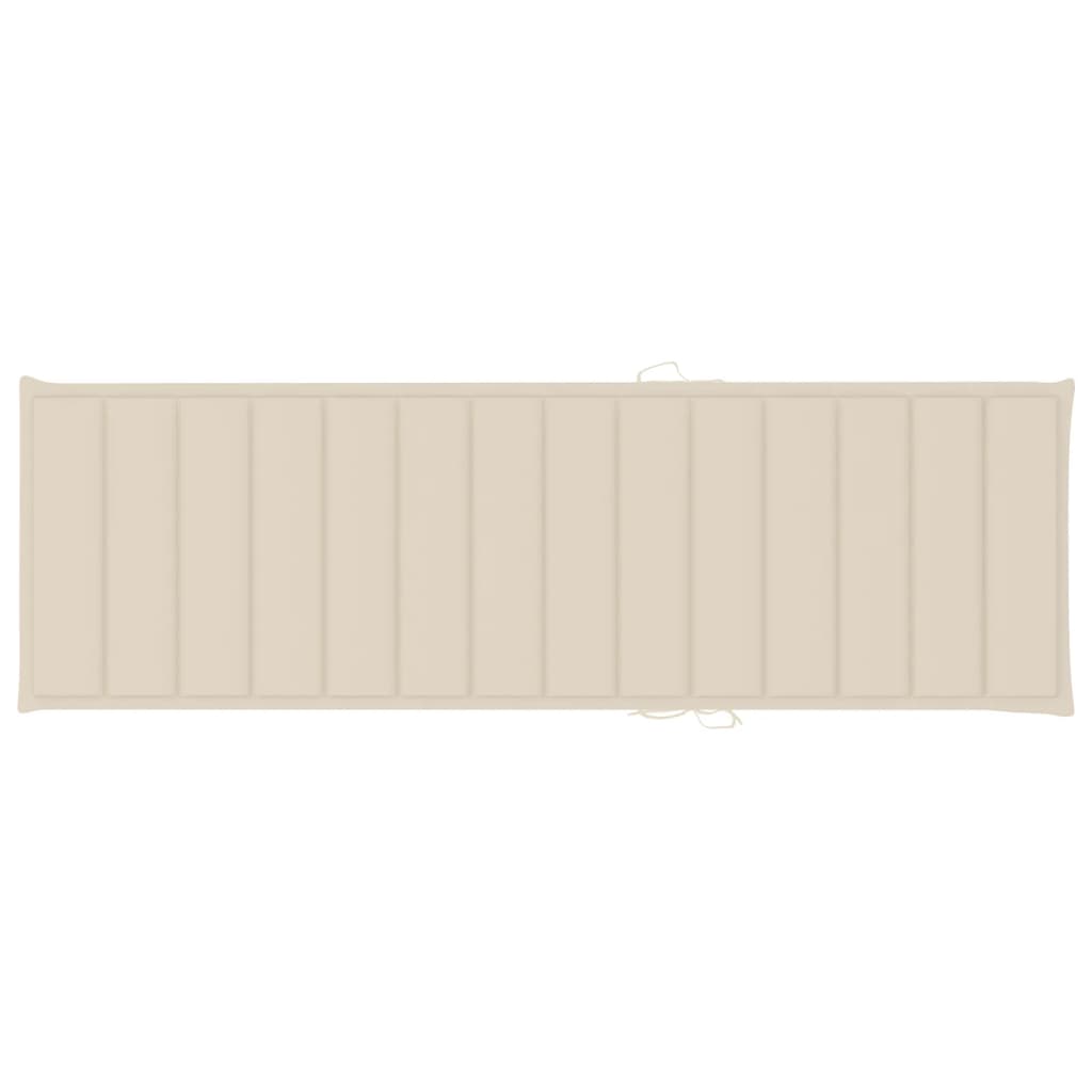Garden sun lounger with cushion in solid acacia wood