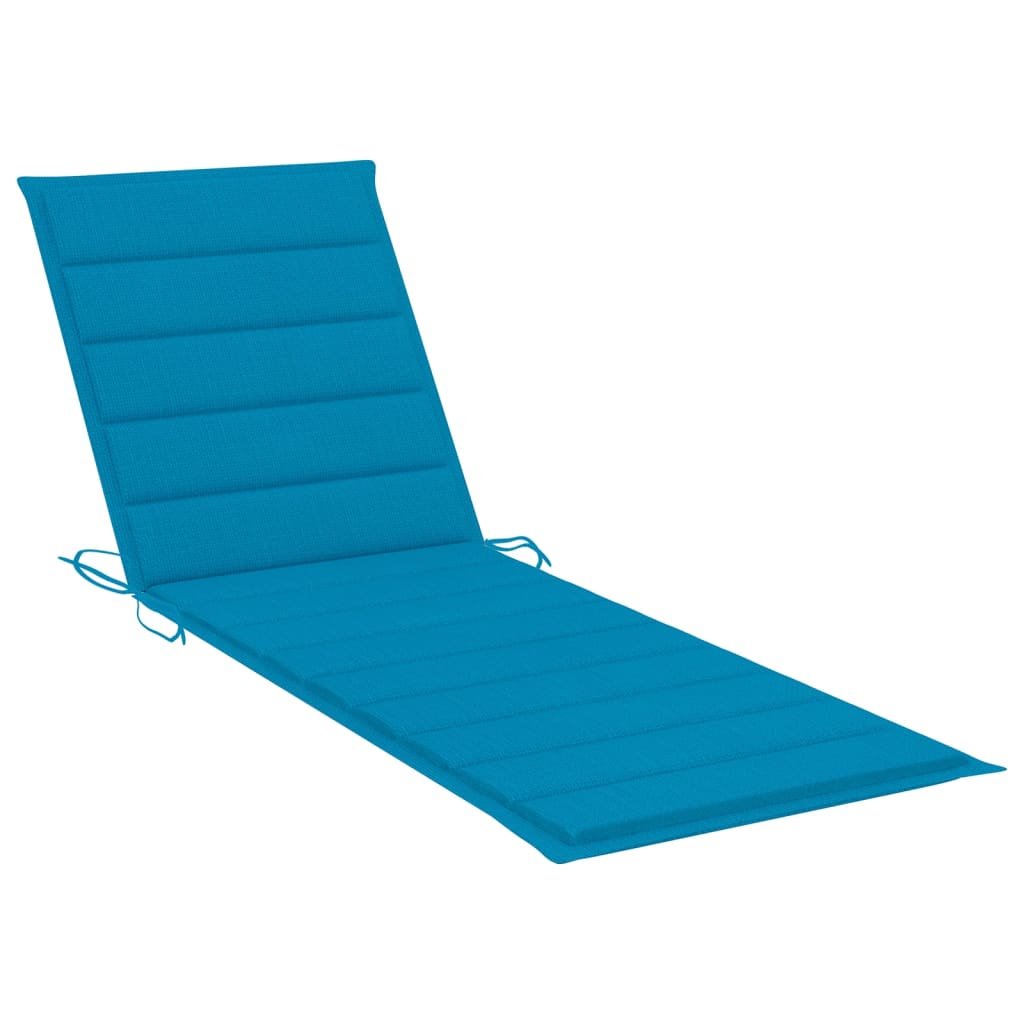 Garden sun lounger with cushion in solid acacia wood