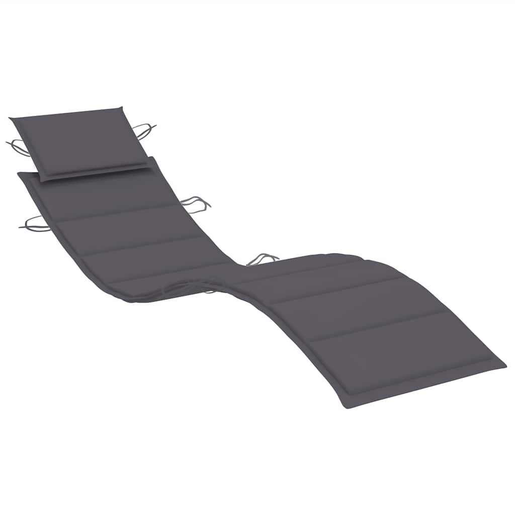 Garden sun lounger with cushion in solid acacia wood