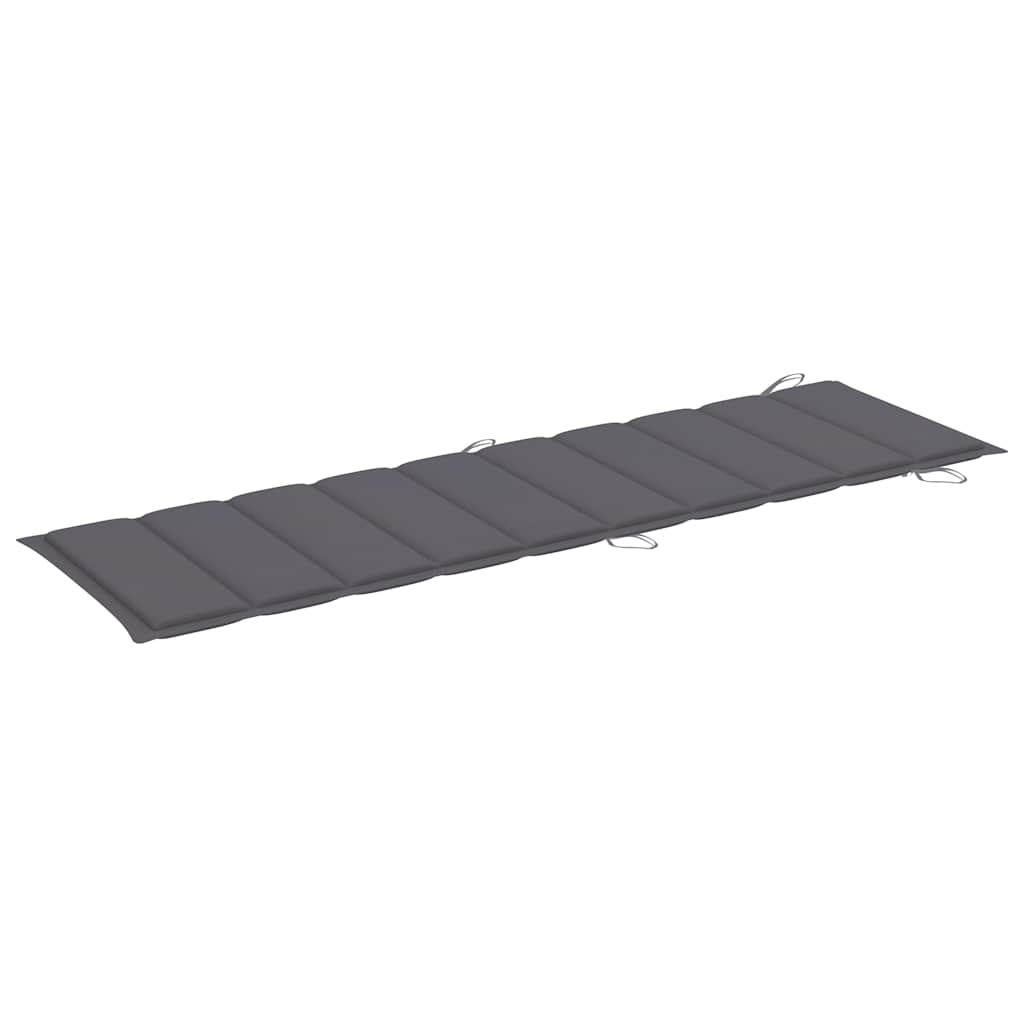 Garden sun lounger with cushion in solid acacia wood