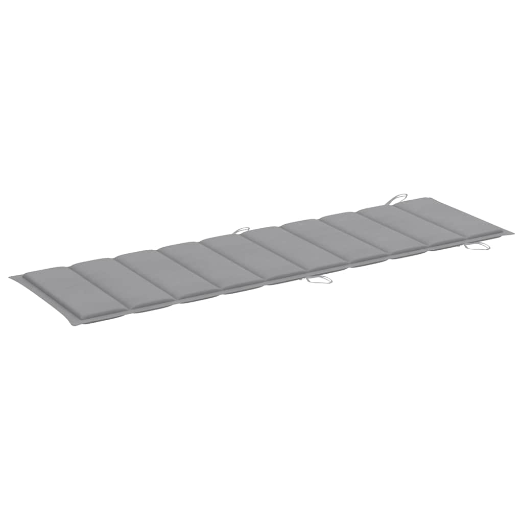 Garden sun lounger with cushion in solid acacia wood