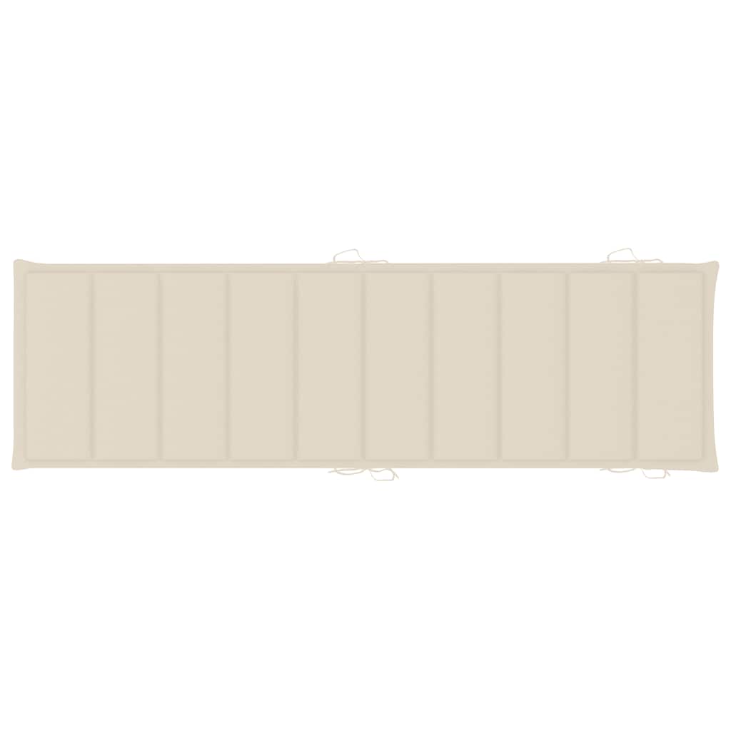 Garden sun lounger with cushion in solid acacia wood