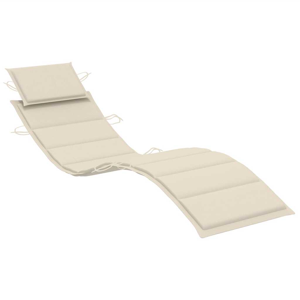 Garden sun lounger with cushion in solid acacia wood